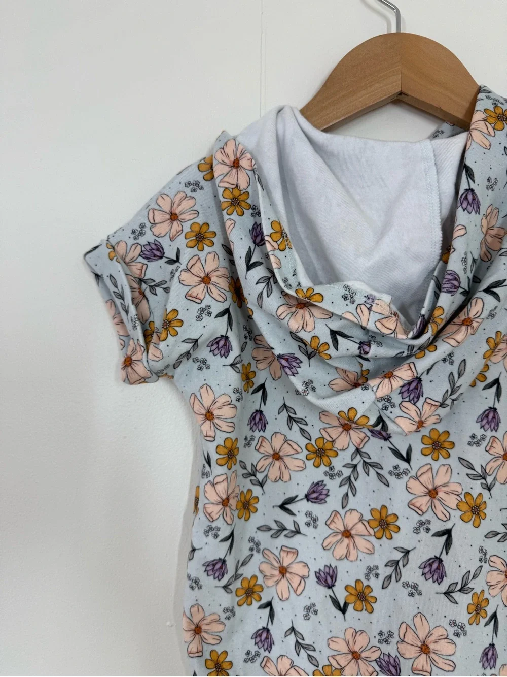 Little One Shop Floral Hooded Short Sleeve Bubble Romper